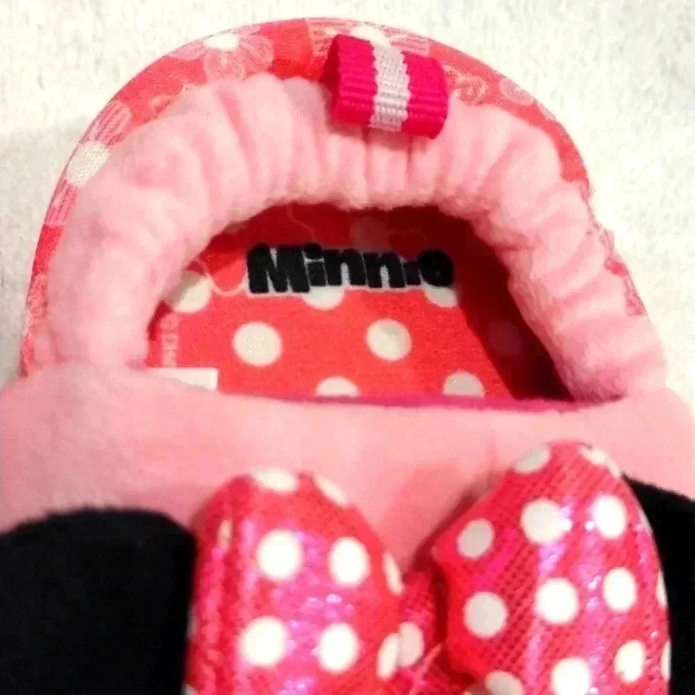 Minnie Mouse Pink Polka Dot Slippers NWOT